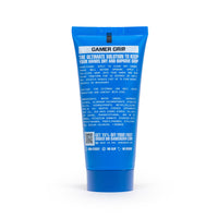 Back of the blue Gamer Grip for Gaming 1 oz tube