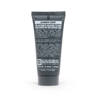 Back of the charcoal Gamer Grip for Strength & Fitness 1 oz tube